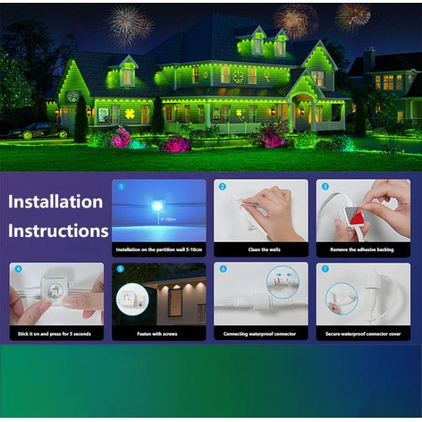 Addressable Rgb IC Colorful IP67 Led Eave Light 24v Smart Wifi Outdoor Decorative Light