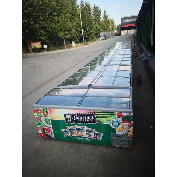 Сползая стеклянный замораживатель острова двери 850L открытый верхний с изготовленный на заказ клеймить