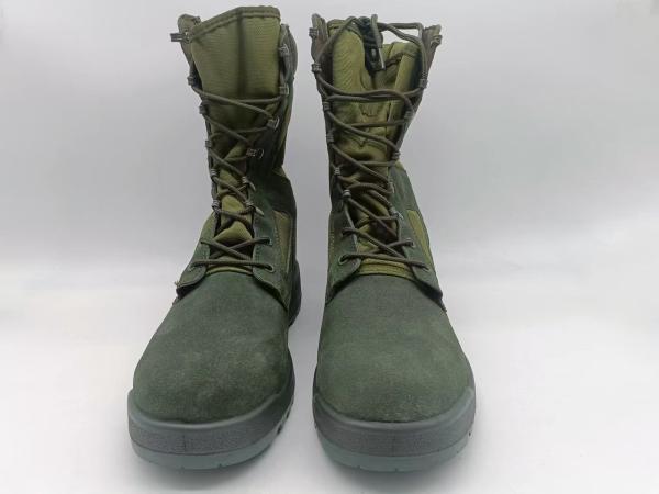 Chaussures de sécurité tactiques vert haut en suède en cuir respirant