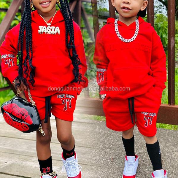 Logo personnalisable Impression puff Enfants vêtements ensemble pull-over Sweatshirts enfants maillot de course