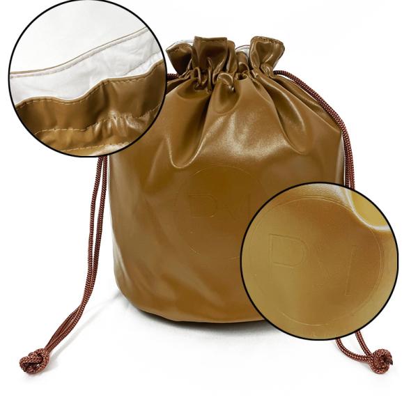 Custom Logo Printed PU Leather Drawstring Bag For Customized Color Cosmetic Packaging