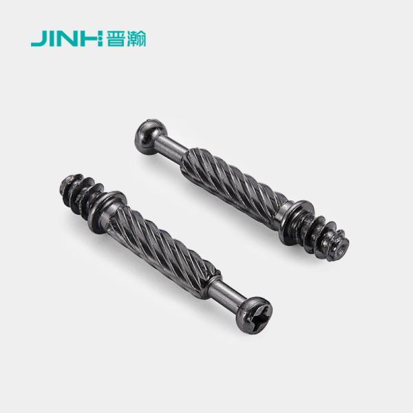 JH-2167 40mm Cold Drawn Steel Eccentric Cam Fastener Bolt M6 Coarse Thread 12N Torque Black Nickel Plated For 15mm Panels