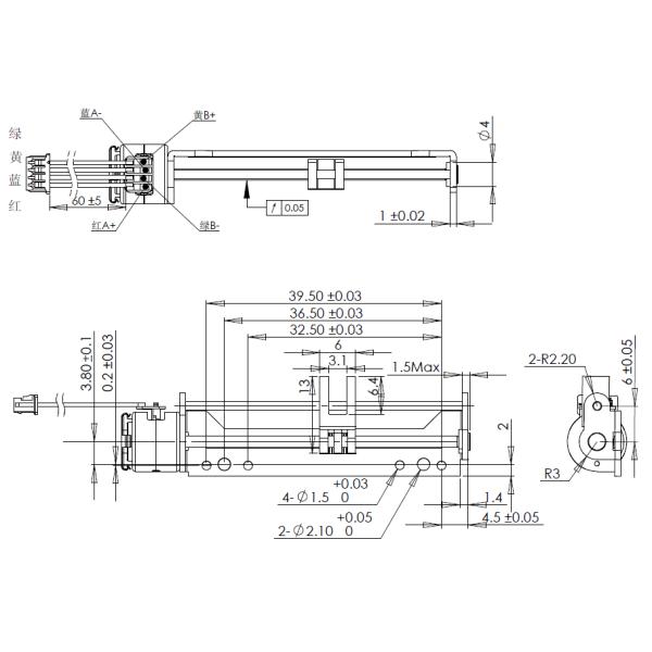 Малошумный ход stepper мотора 39mm винта руководства stepper мотора 10mm
