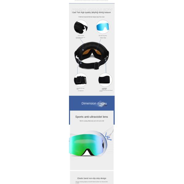 Masque de ski HD extérieur, cylindrique, magnétique, pour snowboard, double couche, antibuée