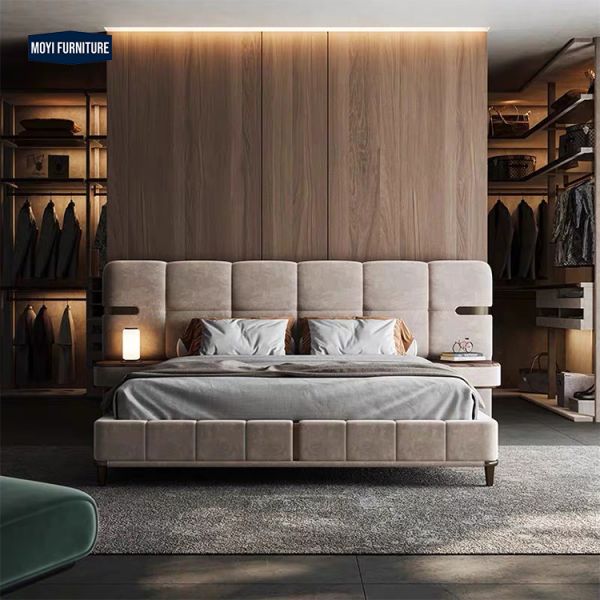 Comfortable Metal Frame Double Queen King Size Bed Frame Modern Luxury Simple Design Home Master Bedroom Furniture