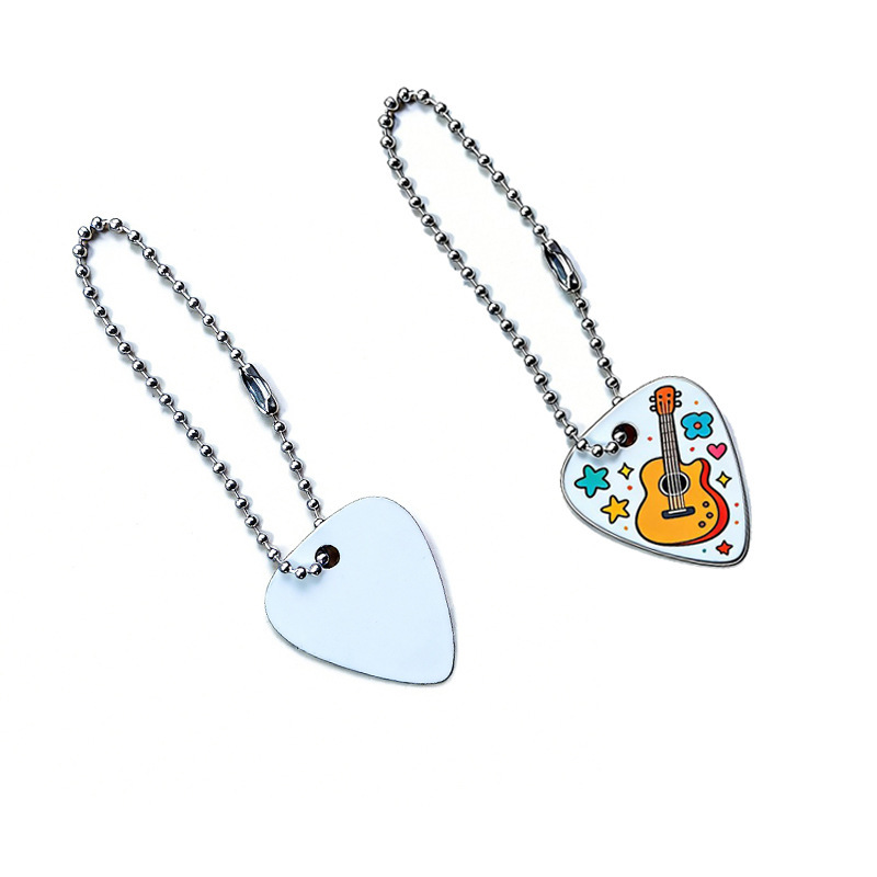 Double Sided Metal Sublimation Guitar Pick With Chain personalized guitar picks