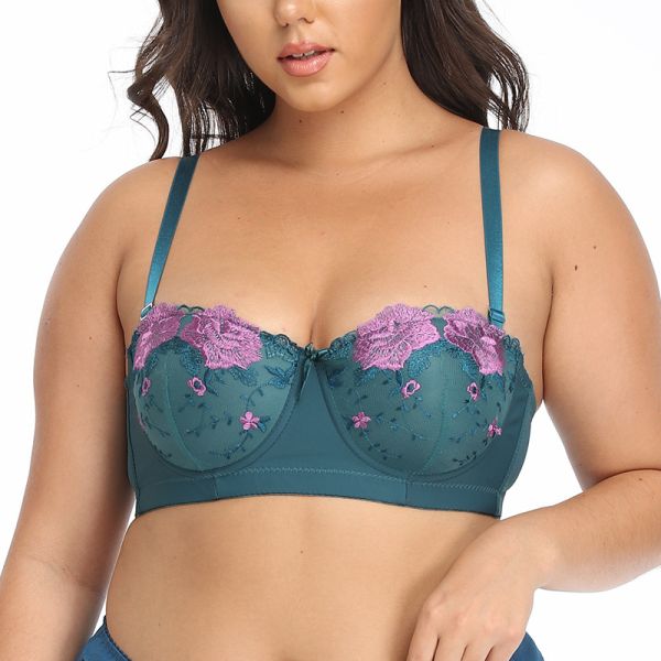 Women Embroidery Lace Bra Luxury Quality Convertible Straps 1/2 Cup Sexy Lingerie Lace Bra Wholesale Women