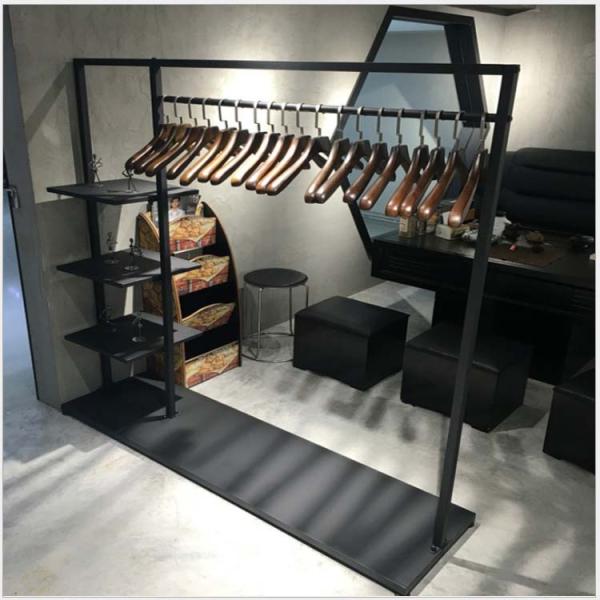 Commercial Sectional Display Furniture Gold Clothing Rack with Shelves and Wheels