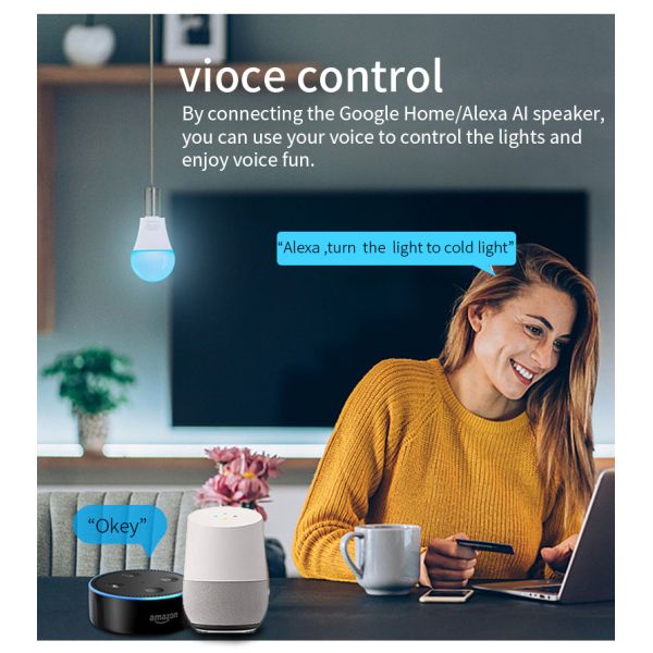 Voice Control Smart Lighting Control WiFi Candle Light Bulb 16 Million Colors Music Sync RGB LED Lamp