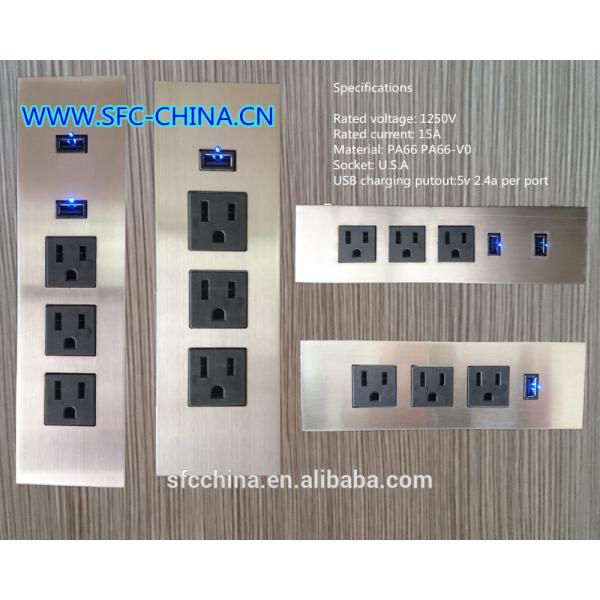 Double or single USB Charging 5v 2.4a per port 3outlets Desktop Socket / Tabletop Socket /stainless steel of face