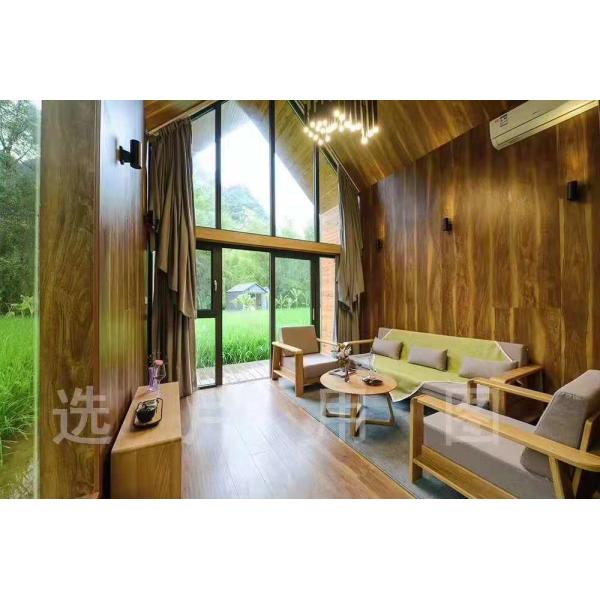 Luxury Prefab Loft House , Prefabricated Modular Homes Aluminum Structure Wooden Interior