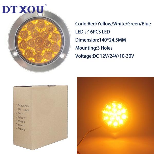 Auto Tail Lamp Truck LED Rear Tail Light Red round trailer Stop light Tail Turn signal light