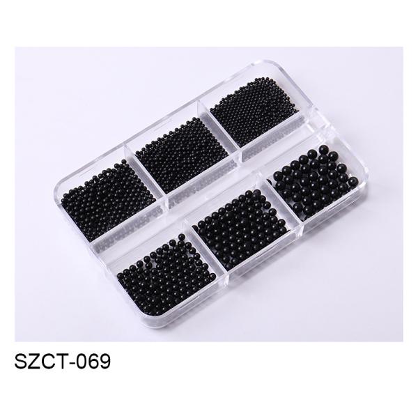 Steel Balls 3D Nail Art Decorations 6 Grid Mixed Metal Round Bead Nail Charms in Bulk