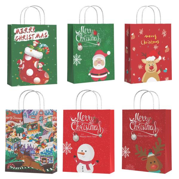 Custom Logo Accepted FSC Certified Kraft Paper Bag for Sustainable Christmas Shopping