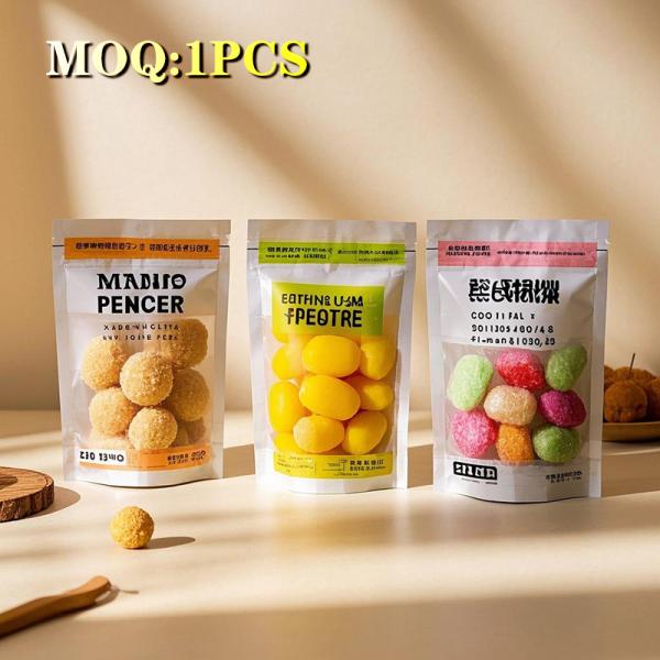 Foil d'aluminium personnalisé Snack Thé Chocolat Sac d'emballage Bonbons Stand Up Pouch Effect Matte Emballage de café en forme libre
