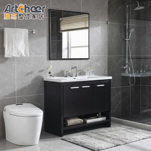 Floor Standing Bathroom Vanity Combo with Water Resistant Plywood and Smart Mirror