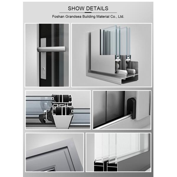 Grandsea Factory Direct High Quality Porte Wooden Grain Waterproof External Aluminum Sliding Double Tempered Glass Doors