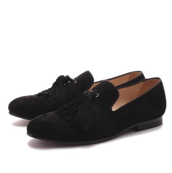 High End Mens Velvet Loafers With Tassels Size Customized