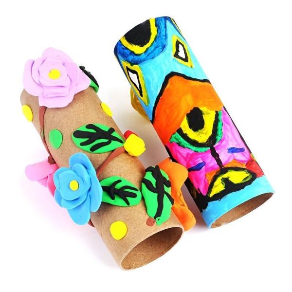 Children's Manual Diy Roll Paper Tube Packaging Kindergarten Creative Art Painting Graffiti Round Cylinder
