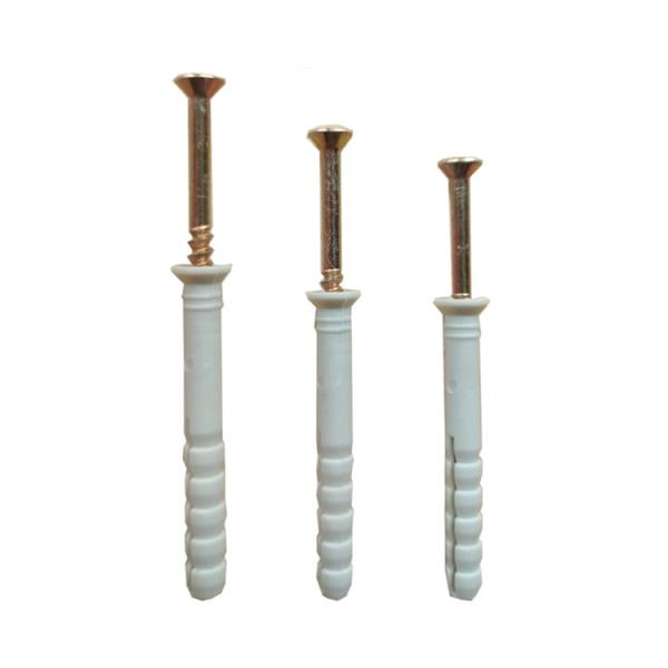 Small Nylon Screw Anchors , Hammer Drive Anchor With Nail Screw Yellow Zinc