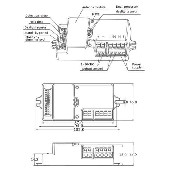HNS203HB Dimming Daylight Monitoring High Bay Motion Sensor AC 1 -1 0v