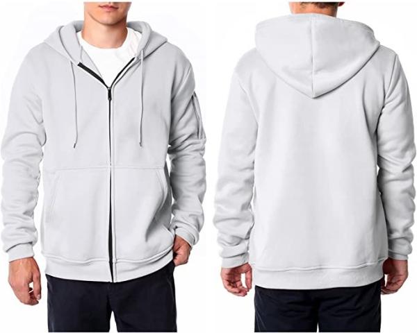 Da camiseta encapuçado pesada do velo dos homens da roupa do OEM Hoodie completo do fecho de correr com o bolso do zíper do braço