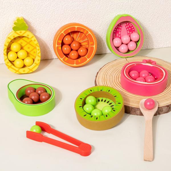 Wholesale Fruit Color Matching Bead Game Wooden Kitchen Toy Pretend Play Toy Early Educational Toys