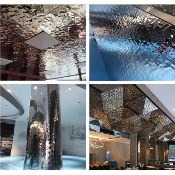 1000mm SS201 430 304 Wall Panel Water Ripple Hammered Stainless Steel Sheet