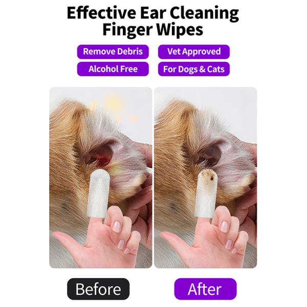 Customized Unscented Clean Ear Finger Pads For Dogs Cats 50 PCS