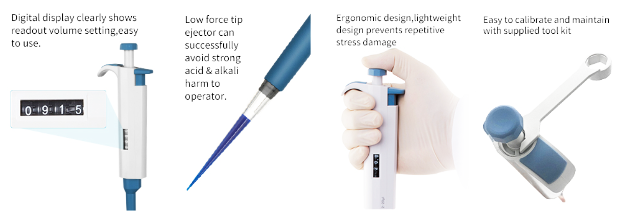 Adjustable Volume Autoclavable Digital Micro Pipette Liquid Dosing Dispenser for Laboratory Use Plastic Material