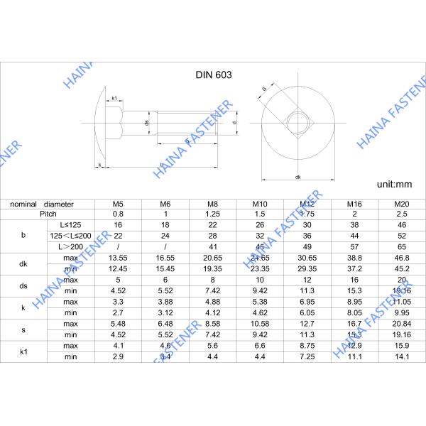 A2 70 / 304 Stainless Steel Round Head Neck Half Thread carriage bolts