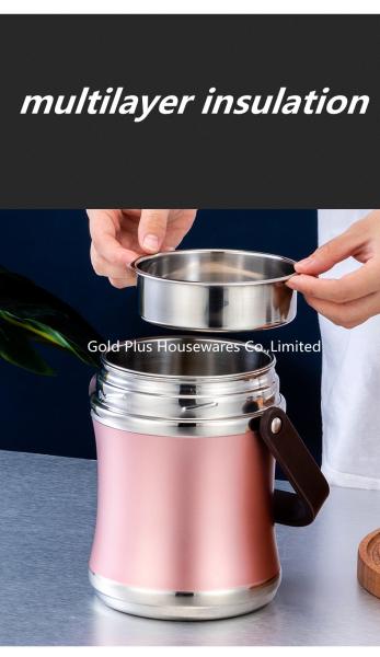 Outdoor travel 1.6L lunch box metal students thermo stainless steel 3 layers takeaway food container with handle