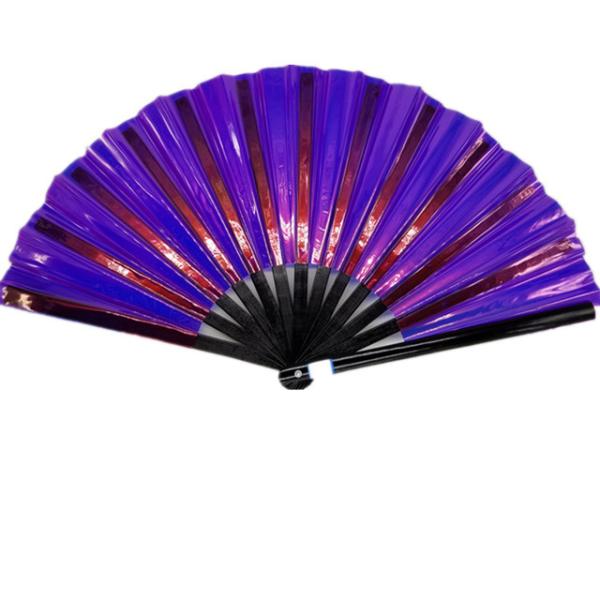 Fã de dobramento iridescente plástico fãs decorativos da mão de um comprimento de 13 polegadas 33cm grandes