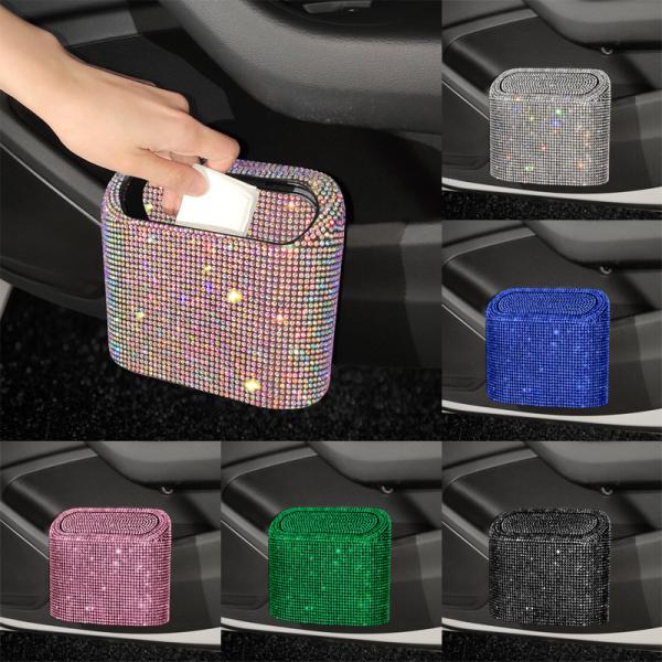 Shiny New Car Hanging Garbage Collection Dual Purpose Portable Diamond-encrusted Trash Can