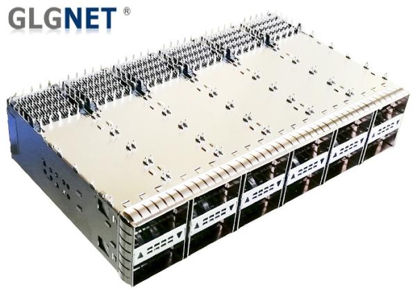 Press Fit Monut Type QSFP28 Cage 2x6 Stacked Outer Light Pipe Supports 100G Ethernet