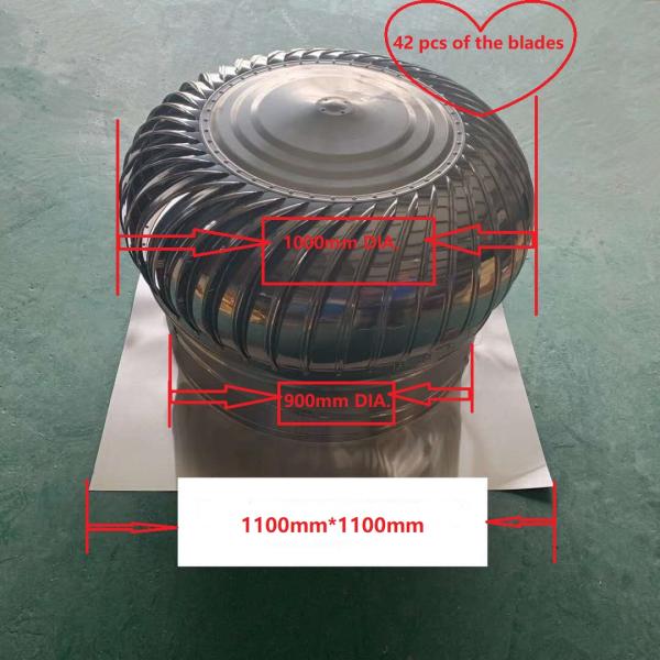 Produce LC-BEST 75mm to  LC-BEST 1500mm stainless steel No power roof turbine ventilation for factory, accept customzied