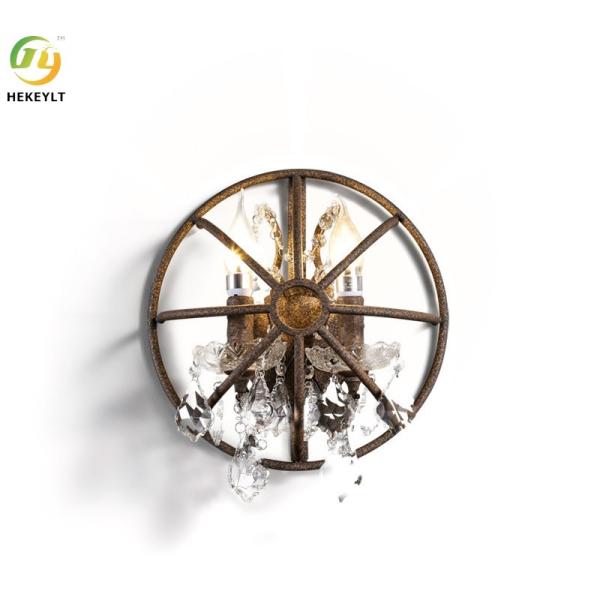 Industrial Retro Iron Crystal Bird Cage Wall Light Double Head Bar Restaurant Cafe Loft Wall Light