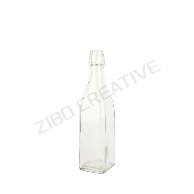 500ml Flint Square Glass Water Bottle Swing Top For Beverage 475g CY-803