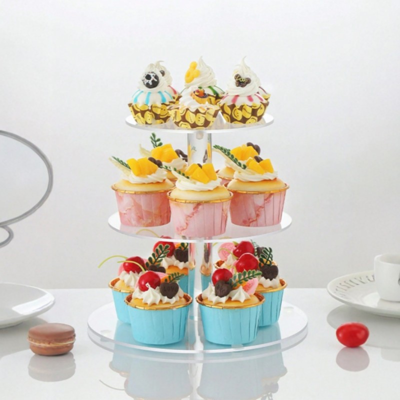 Hot Selling Multi-layer Transparent Round Acrylic Cake Stand Wedding Birthday Party Store Decoration Food Storage Rack