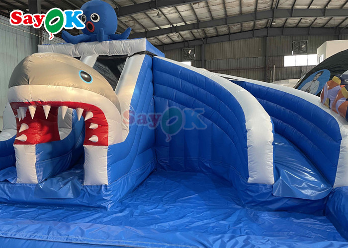 Парк развлечений надувная горка с бассейном 19.7ft Гигантская надувная акула водная горка для детей