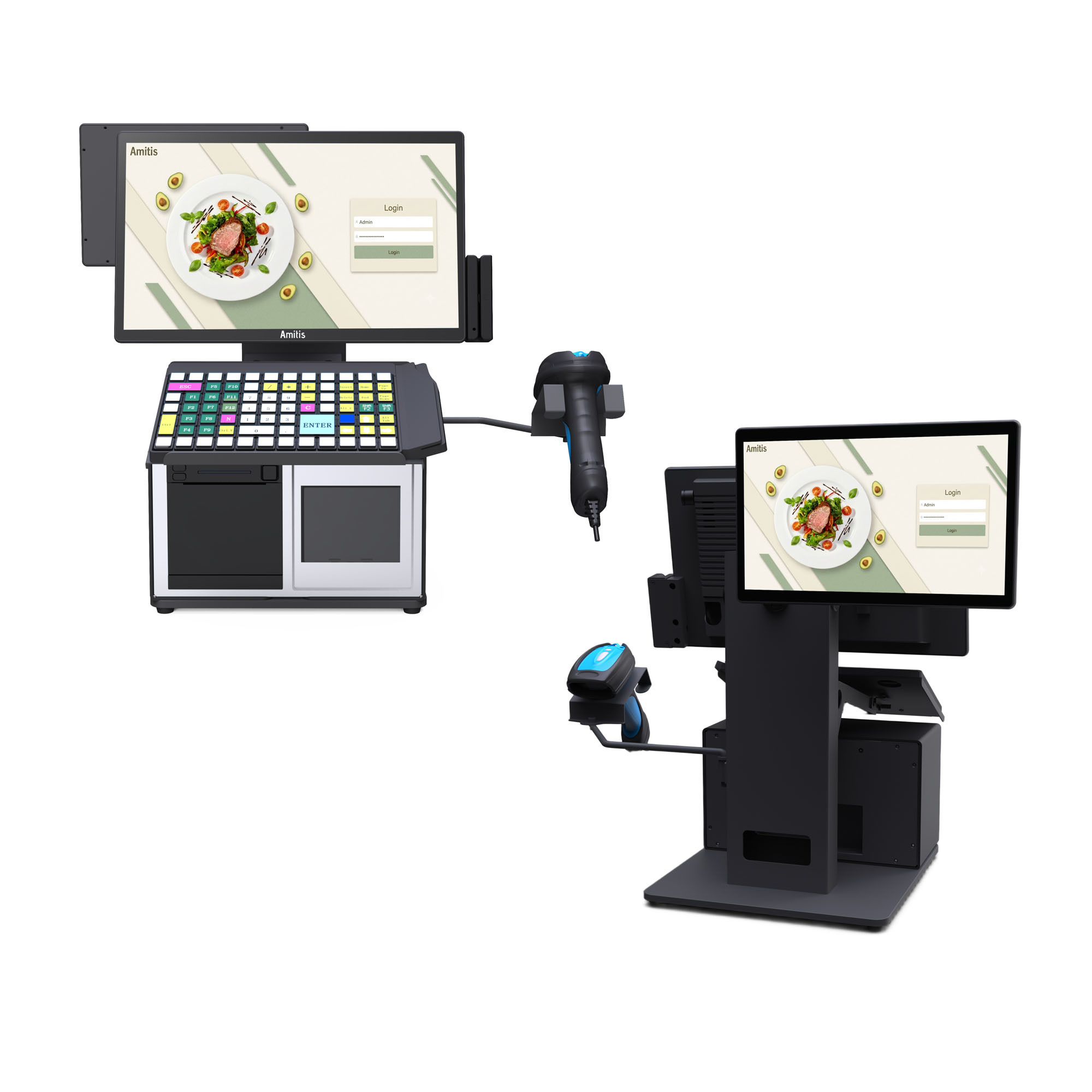 Convertible Self Checkout Cash Register Modular Windows POS Automated Checkout Scanner Printer Support