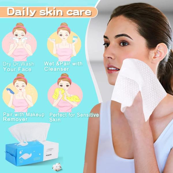 Disposable Face Towel,Cotton Dry Paper Towel, Face Wash Towel,Facial Cotton Tissue, Makeup Removal Towel, Travel Dry