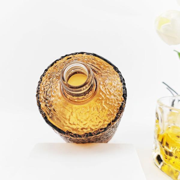 750ml Brown Glass Wine Bottle with Textured Surface Body Material Glass Clear Empty