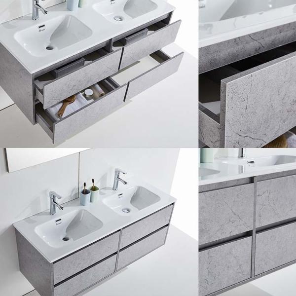 2 Sinks 120cm Mirrored Bathroom Vanity With Sink Wall Mounted