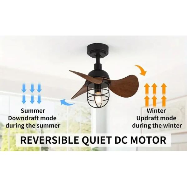 Low Floor Energy-saving Light With Fan Industrial Wood LED Ceiling Fan Light With Remote Control (WH-VLL-38)
