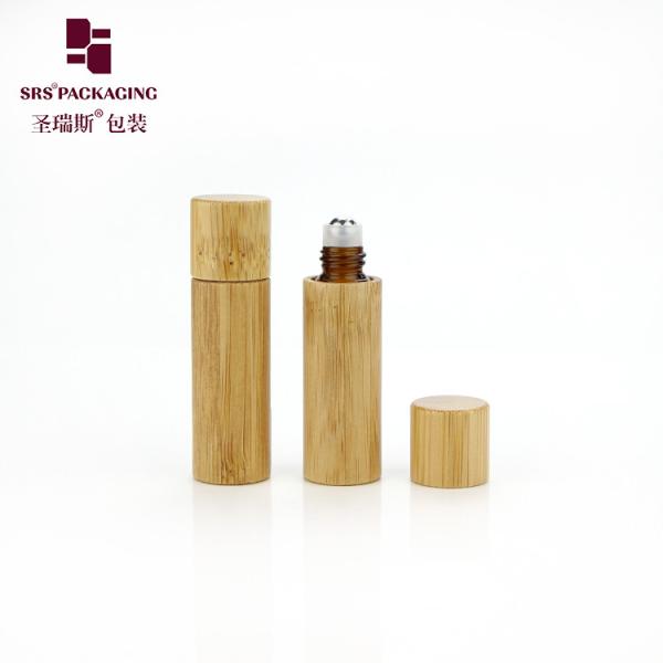 Cosmetic Glass Bamboo Roll On Bottle 5ml For Essential Oils Perfume