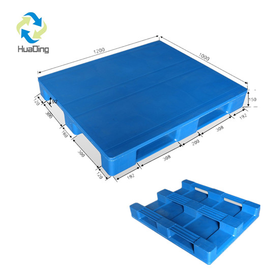 1500kg Dynamic Load Industry Pallet HUADING ISO 9001/14001 Single Face Steel Reinforced EU HDPE Plastic Pallet