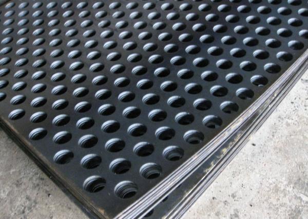 2mm Thick Perforated Steel Mesh , 41 % Open Rating Black Perforated Iron Sheet