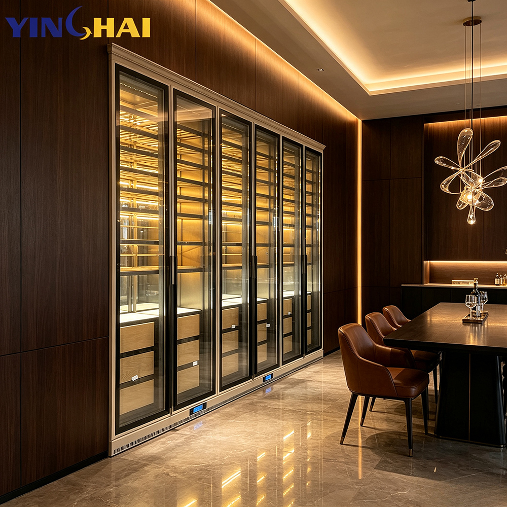 Built-in Dual Zone 50-59 Bottle Wine Cooler Wood Shelves LED Glass Door