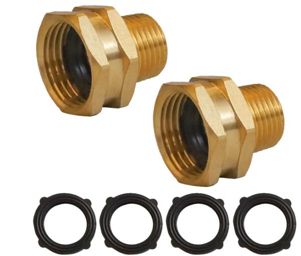 GHT To NPT Brass Tap Connector , 3/4 Female To 1/2 Male Garden Hose Adapter
